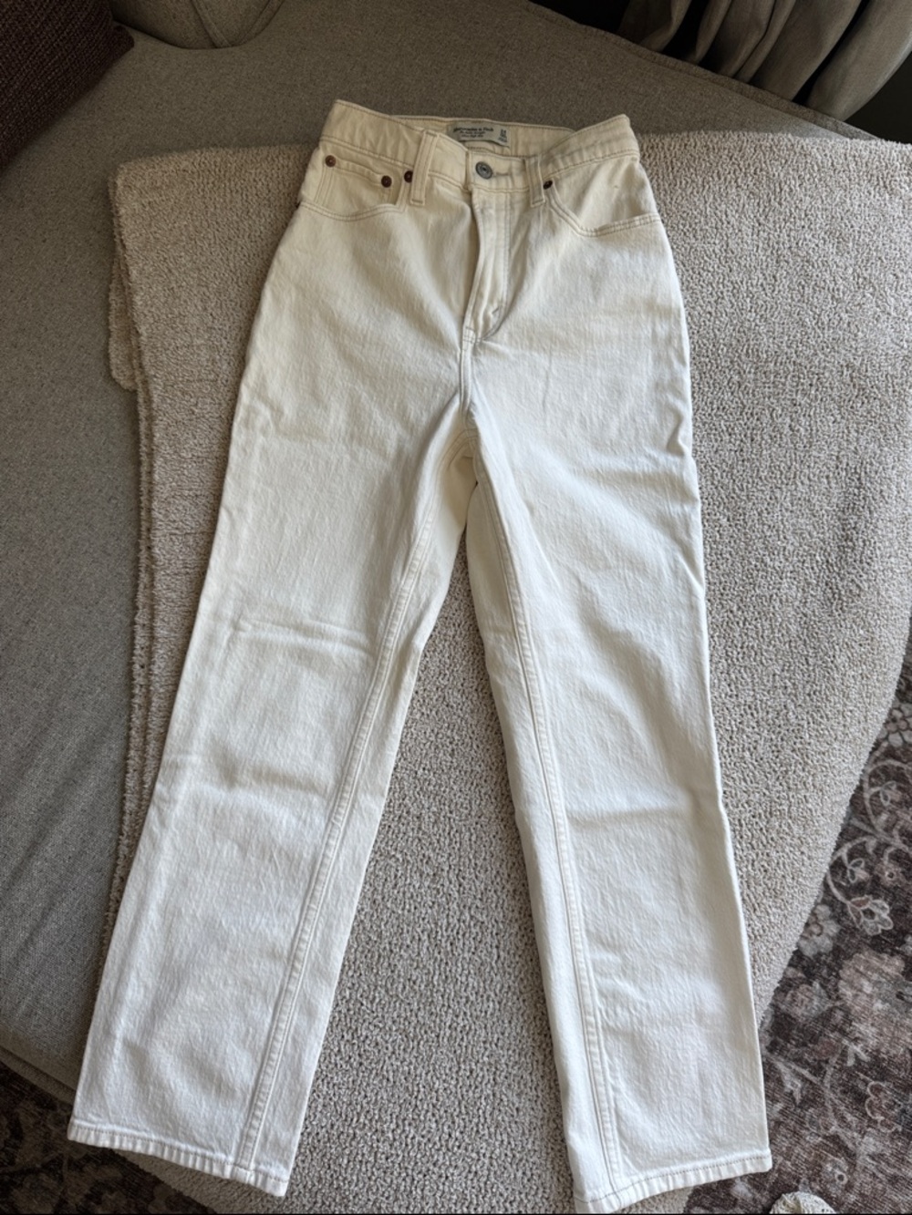 Abercrombie & Fitch White Ankle Straight Ultra High Rise Jeans
